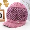 Nuevo Estilo Otoño e Invierno Gorro de Punto Cálido de Pelo de Conejo para Mujeres de Mediana Edad y Mayores, Señoras Mayores, Abuelas, Protección contra el Frío, Gorro de Hilo con Felpa