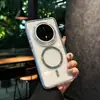 Funda Transparente de Acrílico Adecuada para el Teléfono Huawei Mate80, Funda Protectora Anti-Caídas de Cobertura Total Pura80 con Anillo Magnético de Purpurina