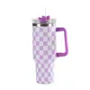 Taza Térmica Tablero de Ajedrez Generación 5D Gran Capacidad Taza Térmica de Acero Inoxidable 40oz Asa para Coche Portavasos de Coche