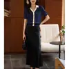 Diseño Elegante y con Estilo, Suéter de Punto Polo de Manga Corta en Color Contrastante para Mujer, Nuevo Estilo Verano 2026, Top de Lujo Ligero de Gama Alta