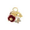 Pinza roja de flor flocado tamaño pequeño pinza para el cabello de princesa horquilla rota dulce linda metal pinza para flequillo clip lateral
