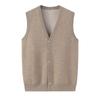 Chaleco de Cachemira 100% Puro para Hombre, Cárdigan de Cuello en V, Exterior sin Mangas, Chaleco de Punto, Chaleco de Cachemira Grueso de Doble Cara para Papá
