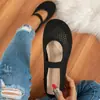 Zapatos Planos Transpirables de Punto Flyknit de Talla Grande para Mujer de Comercio Exterior Europeo y Americano, de Corte Bajo, Cruzados, Suela Plana, Punta Redonda, Slip-On, Zapatos de Baile, Zapatos de Trabajo para Todas las Estaciones