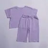 2026 Comércio Exterior Mais Vendido Conjunto de Camiseta Solta e Calça Longa para Sala de Estar Infantil para Meninas e Meninos, Conjunto de Roupa de Casa de Verão