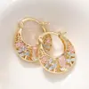 Pendientes Multicolores Estilo Étnico Cao Shi para Mujer, Exquisita Joyería Pequeña Fresca de Rosa, Joyería Popular Estilo Vacaciones en el Bosque