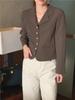 Foto Real de Blazer Curto Feminino Estilo Coreano Retrô Francês Pequeno Simples Versátil para Mulheres em Estoque