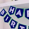 Suministro Exclusivo Transfronterizo de Fieltro Azul Decoración de Fiesta de Cumpleaños Inglés de Fieltro Decoración de Banner de Cumpleaños Guirnalda de Banderines Hecha a Mano