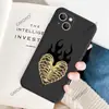 Lista Transfronteiriça Caveira Chama Negra Coração Silicone Capa de Celular para Apple 17Pm Iphone18 Fosca Macia
