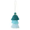 Colgante de borla tricolor estilo vintage minimalista para manualidades, hilo de algodón, accesorio estilo antiguo Hanfu, bolsa para teléfono móvil, pequeño adorno