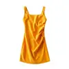 Vestido de Tirantes Cuadrado Plisado Estilo Puro Deseo para Mujer Verano 2023 Nuevo Suave Ajustado a la Cintura Vestido Corto
