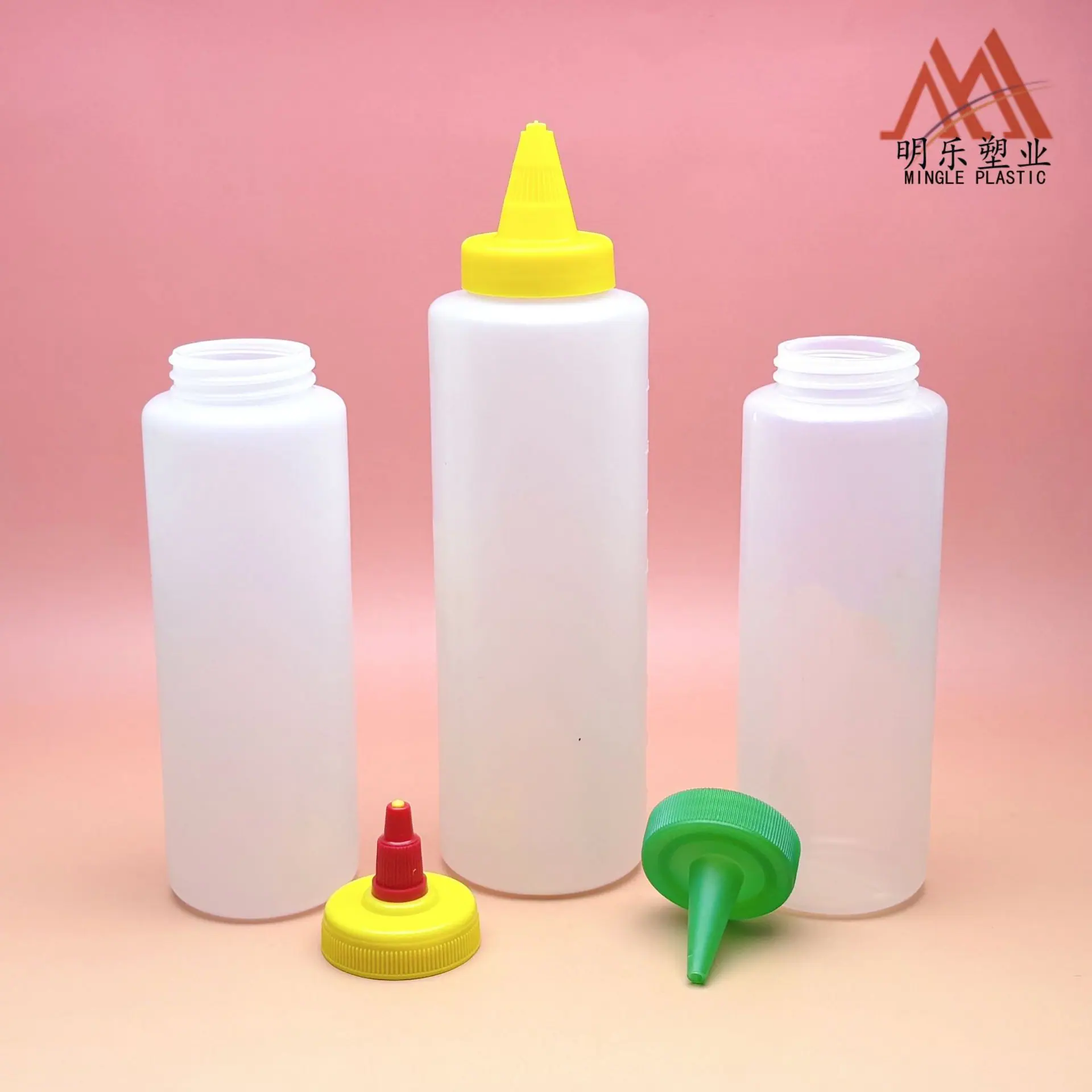 250-300ML+500ml直筒圆广口PE瓶(新黄盖+尖嘴