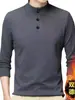 Playera de Terciopelo de Manga Larga para Hombre de Mediana Edad Otoño e Invierno Cuello Alto Holgada Terciopelo Camiseta Base Sudadera Hombre Otoño Nuevo Estilo