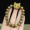Pulsera de sándalo verde pulsera de gatito pulsera de cuentas de gato joyería para pareja artesanías de madera Wenwan suministro en vivo