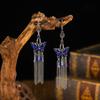 Pendientes de borla de cadena larga multicapa de estilo chino personalizados, pendientes de temperamento de aleación de diamantes con gotas de agua de moda europea y americana