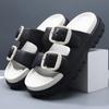 Pantuflas de Verano para Hombre para Exteriores Hogar Antideslizantes Resistentes al Desgaste Pareja de Tira Única Exterior Suela Gruesa Resistente al Desgaste Zapatos de Playa con Forma de Mierda