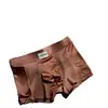 Roupa Íntima Masculina de Seda Satinada Leve de Luxo com Ar Condicionado, Seda Gelada de Verão, Boxer Macio, Sedoso e Respirável, Boxer de Cintura Média Cor Nude