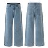 Muxi Clothing Marca de Moda Americana High Street Pantalones Rectos Lavados con Salpicaduras de Tinta Jeans de Pierna Ancha Versátiles Estilo Unisex
