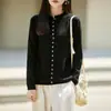 Cardigan de Tricô 100% Lã Pura Estilo Old Money para Mulheres, Casaco Suéter Estiloso, Camisa Base Grossa e Quente, Suéter de Luxo Leve
