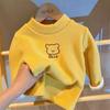 Camisa básica de otoño e invierno para mujer y niño, estilo occidental para bebé, personalizada, de marca de moda, cuello alto, forro polar, gruesa, con dibujos animados bordados.