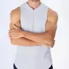 Chaleco de Running Europeo Transfronterizo para Hombre con Capucha Secado Rápido Verano Deportes Transpirable Malla Fitness Top sin Mangas