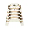 Top de Punto Rayado Versátil de Manga Larga para Mujer, Nuevo Primavera 2026, Cuello Polo, Jersey de Punto, Bloques de Color, Estilo Europeo y Americano
