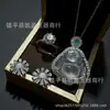Set de colgante bañado en plata con Buda de calcedonia blanco hielo, Buda Maitreya de ágata blanca, pendientes y anillo de jade, set de tres piezas
