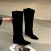 Botas de Moda para Mujer 2026: Botas Altas de Tubo Recto con Punta Aguda Estilo Retro de Nicho, Diseño Adelgazante, Nueva Colección de Botas de Otoño