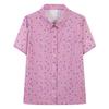 Camisa de Mamá 2024 Primavera y Verano Nueva Camisa de Solapa de Manga Corta Top Holgado Transpirable Cárdigan Versátil Estampado para Reducir la Edad
