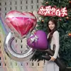 520 Anillo de Diamante Corazón Día de San Valentín Globo Lazo Corazón Flor Globo de Papel de Aluminio Decoraciones para Fiesta de Propuesta Confesión
