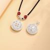 Colgante antiguo vintage de plata de ley S999 con doble cara de Dios de la Riqueza, colgante de filamento hueco, collar de ocho brújulas del tesoro para mujer