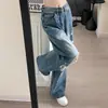 Jeans de Verano Rectos Holgados Únicos Rasgados Estilo Americano Adelgazantes de Moda Callejera para Mujer