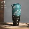 Jarrón de flores cerámico doble asa Jingdezhen envejecido estilo wabi-sabi para armario decorativo de habitación modelo de hotel, jarrón vintage con envío gratis
