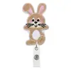 Porta-insignia retráctil de bordado de fieltro de Conejito de Pascua con clip giratorio de fácil extracción para tarjetas de identificación de estudiante y de oficina