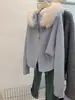 Chaqueta Suéter Cardigan de Punto Azul con Capucha y Doble Cremallera Pequeño Fragante para Mujer Engrosada Única y Súper Atractiva Nuevo Estilo 2025