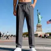 Calça Casual Transfronteiriça Amazon 2024 Masculina Cor Sólida Esportiva Cintura Alta Cordão Calça Longa Tamanho Grande Estilo Primavera e Outono