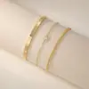 Pulsera de moda transfronteriza con incrustación de circonita individual, cadena de perlas de mijo de acero inoxidable, pulsera brillante, pulsera de tres piezas, venta al por mayor