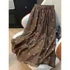 Toma Real del Nuevo Producto de Verano 2026: Falda para Mujer de Corte Holgado, Adelgazante, Casual, Bordado Artístico, Sencilla de Doble Capa