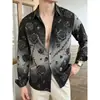 Camisa de Manga Larga Vintage con Patrón de Mármol para Hombre, Casual Transpirable con Impresión Digital 3D, para Primavera y Otoño