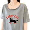 2025 Nuevo Verano Estilo Coreano Chic Talla Grande Moda Estampado de Dibujos Animados Ropa de Maternidad Holgada Aspecto Adelgazante Camiseta de Manga Corta para Mujer