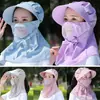 Sombrero de Protección Solar para Ciclismo Que No se Volará en Verano, Sombrero de Sol Transpirable de Ala Ancha para Mujer que Protege el Cuello, Sombrero de Sol para Exteriores con Cubierta Facial Integrada