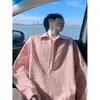 Camisa top de marca da moda para homens e mulheres outono tamanho gaze bolha rosa lapela manga longa solta oversized pulôver falso duas peças