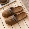Sandalias tejidas de Yacao de verano Pantuflas de lino para mujer Hogar Interior Ligeras Suelo grueso Ratán Hierba para Hombre Hogar