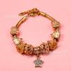 Panjia Contas Douradas DIY Aço Inoxidável Aço Titânio Corrente Osso de Cobra Doce Coringa Pulseira Berloque Pulseira Feminina Atacado