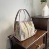 Set de Bolso Tejido a Mano a Rayas de Colores Nuevo Verano 2026 con Estilo Vintage, Bolso de Hombro y Bolso Cruzado Fresco y Sencillo