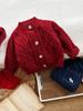 Roupas de outono e inverno para bebês, suéter vermelho de ano novo, roupas de inverno para meninos, roupas de ano novo para meninas, cardigan de malha espessado de natal, moderno