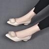 2023 Nueva Moda Otoño Punta Afilada Hebilla Cuadrada Elegantes Tacón Bajo Punta Sencilla Capa Vacuno Flats Mocasines Zapatos de Trabajo
