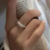 Anel Liso Estilo Coreano Assimétrico Prata Esterlina 925 Anel Versátil Feminino Nicho Design Estilo Ins Anel de Combinação Não Desbota
