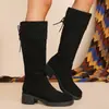 Novedad Otoño/Invierno 2026 Botas Altas Largas para Mujer con Diseño de Puño, Punta Redonda, Tacón Bajo, Botas de Montar sin Cierre, Versátiles y Adelgazantes