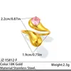 Anillo de Acero Inoxidable con Circonita Transfronterizo Europeo y Americano, Chapado en Oro de 18 Quilates, No se Desvanece, Lujo Ligero, Sensación de Alta Gama, Joyería de Mano a la Moda