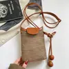 Nova Bolsa de Celular Shuai Mi, Bolsa Fashionável e Moderna Estilo Coreano para Mulheres, Bolsa de Palha Tecida de Nicho para Comutadores, Ombro Transversal